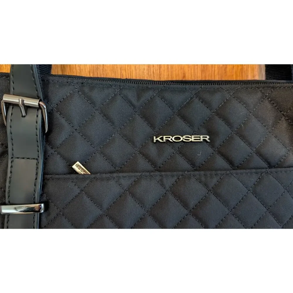 NEW KROSER Laptop Tote‎ Bag 15 Inch w/USB Port Large Work Shoulder Bag Black NWT